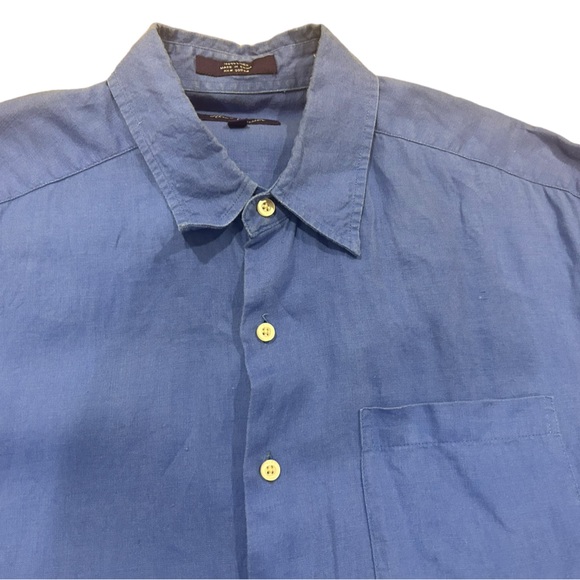 Alan Flusser Linen Short Sleeve Button Down - Picture 4 of 4